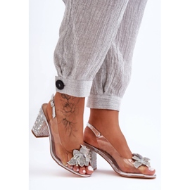 Sandali Alla Moda Decorati Argento Trasparente S.Barski MR1037-18 d'argento 1