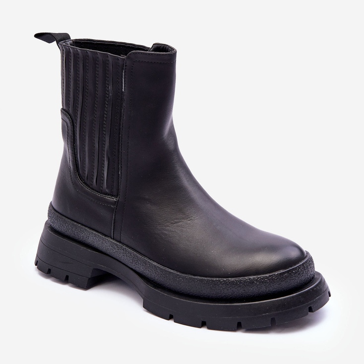 Chunky Leather Boots Stivali Chelsea Nero Rosan 1