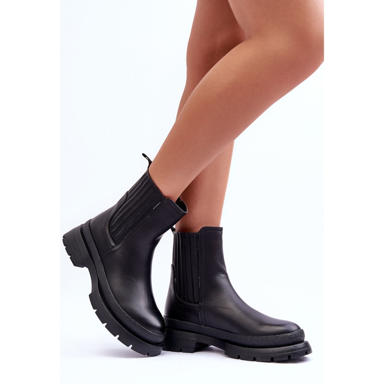 Chunky Leather Boots Stivali Chelsea Nero Rosan 2