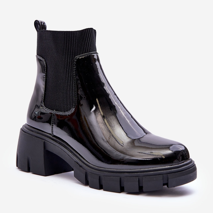 Stivaletti Chelsea Donna Laccato Nero Cirie 1