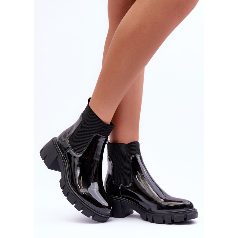 Stivaletti Chelsea Donna Laccato Nero Cirie 2