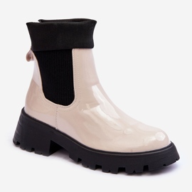 Stivali Jodhpur Laccati Da Donna Beige Pavo 1