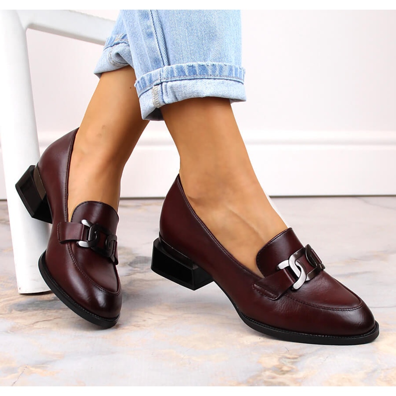 Vinceza 58162 scarpe basse bordeaux con catena rosso 1