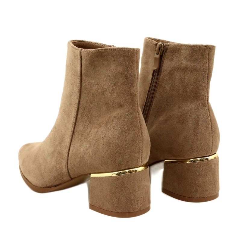 Evento Stivali in pelle scamosciata con decorazione oro, Beige 23BT35-6420 3