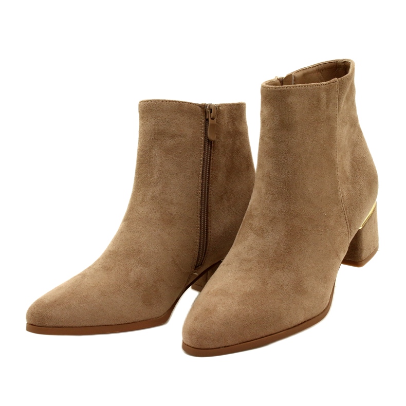 Evento Stivali in pelle scamosciata con decorazione oro, Beige 23BT35-6420 2