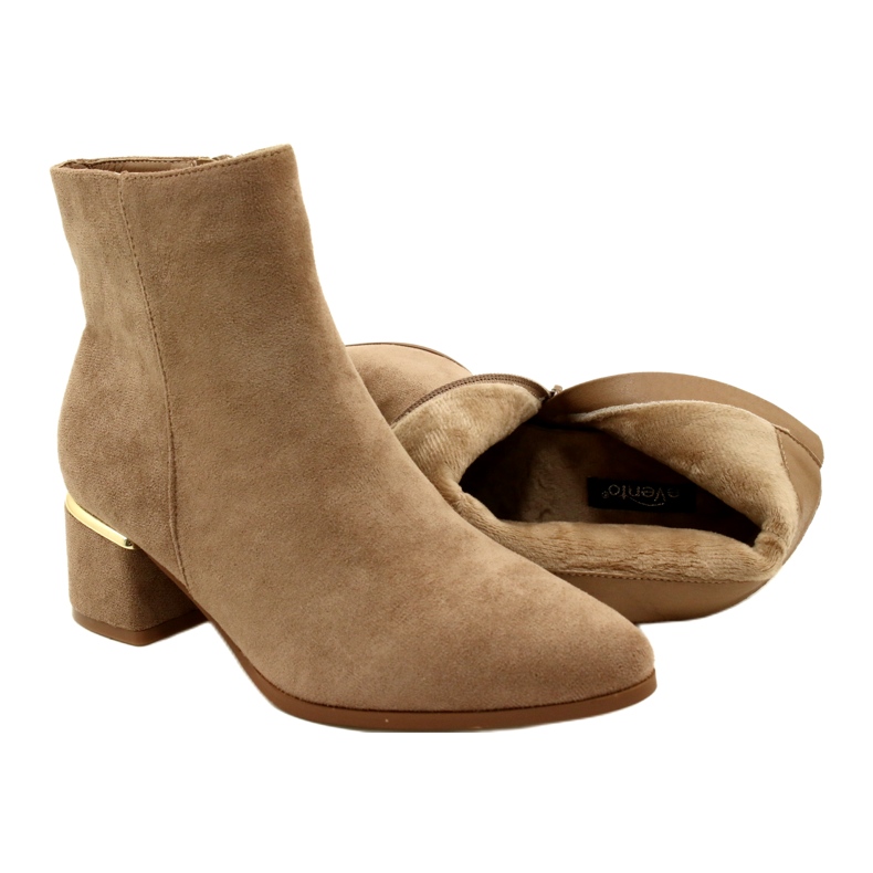 Evento Stivali in pelle scamosciata con decorazione oro, Beige 23BT35-6420 4