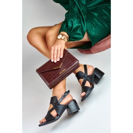 La.Fi Sandali con tacco in pelle nera nero 1