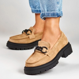 La.Fi Mocassini beige su plateau in camoscio 1