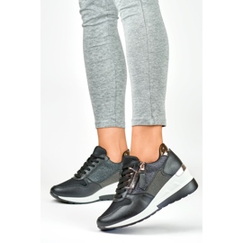 Eleganti scarpe sportive con zeppa nera nero 2