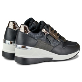 Eleganti scarpe sportive con zeppa nera nero 1