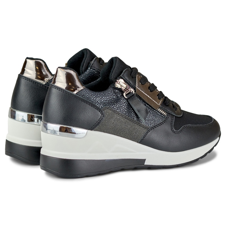 Eleganti scarpe sportive con zeppa nera nero 1