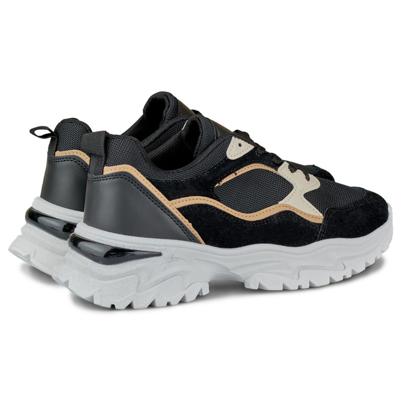 Sneakers da donna nere su suola bianca nero 1