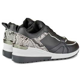 Scarpe stringate nere da donna con zeppa bassa nero 1