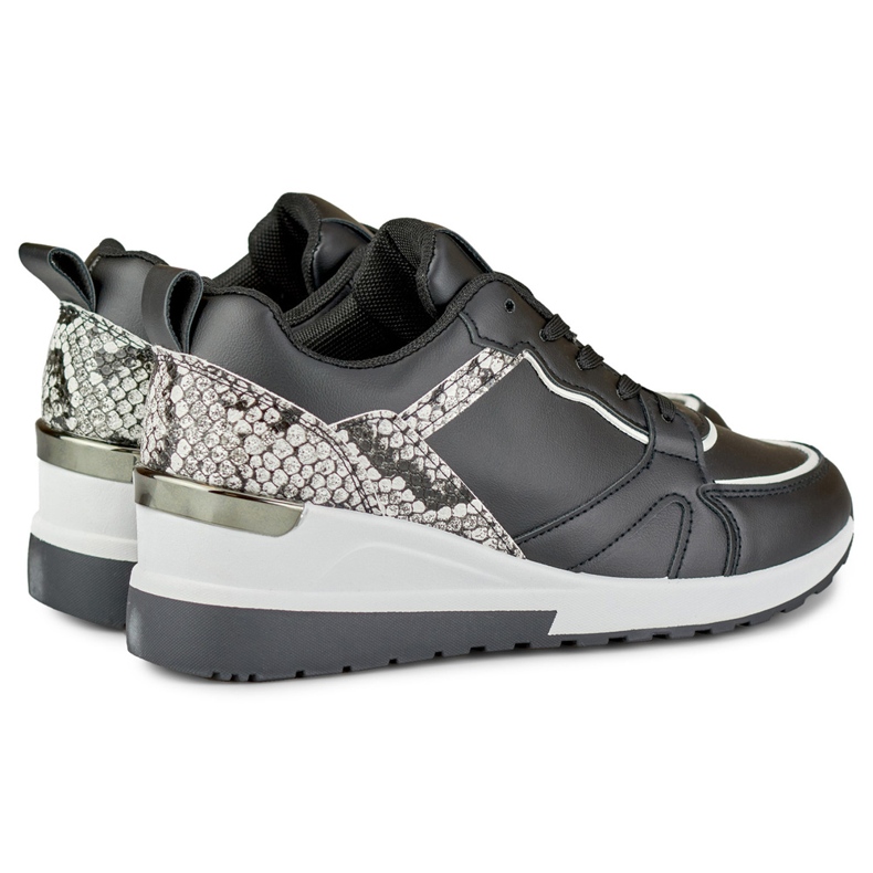 Scarpe stringate nere da donna con zeppa bassa nero 1