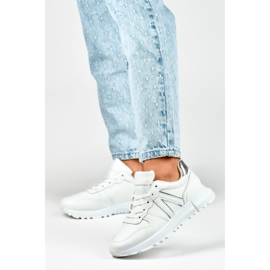 Sneakers bianche da donna con finiture argento bianco 2