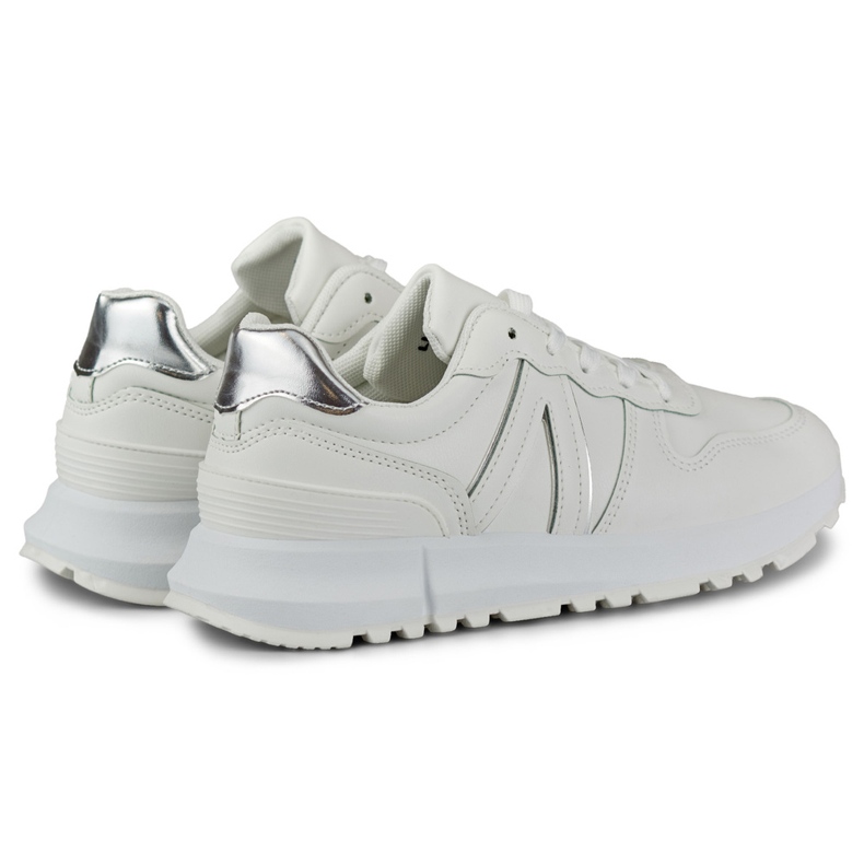 Sneakers bianche da donna con finiture argento bianco 1