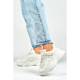 Sneakers beige da donna con suola spessa nero 2