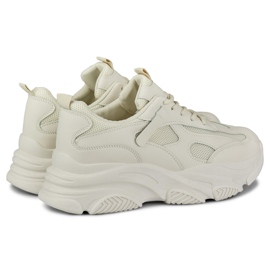 Sneakers beige da donna con suola spessa nero 1