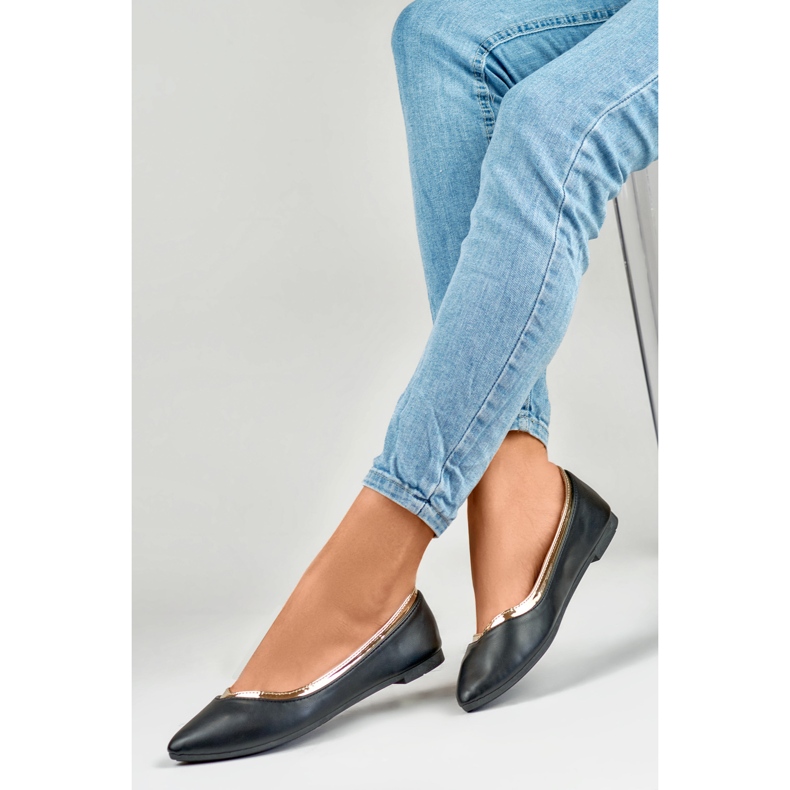 Ballerine nere da donna con aggiunta dorata nero 1