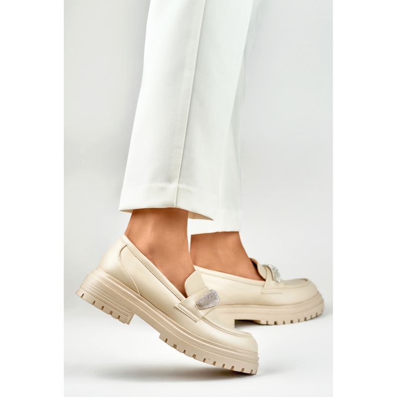 Francesine beige con zirconi 1