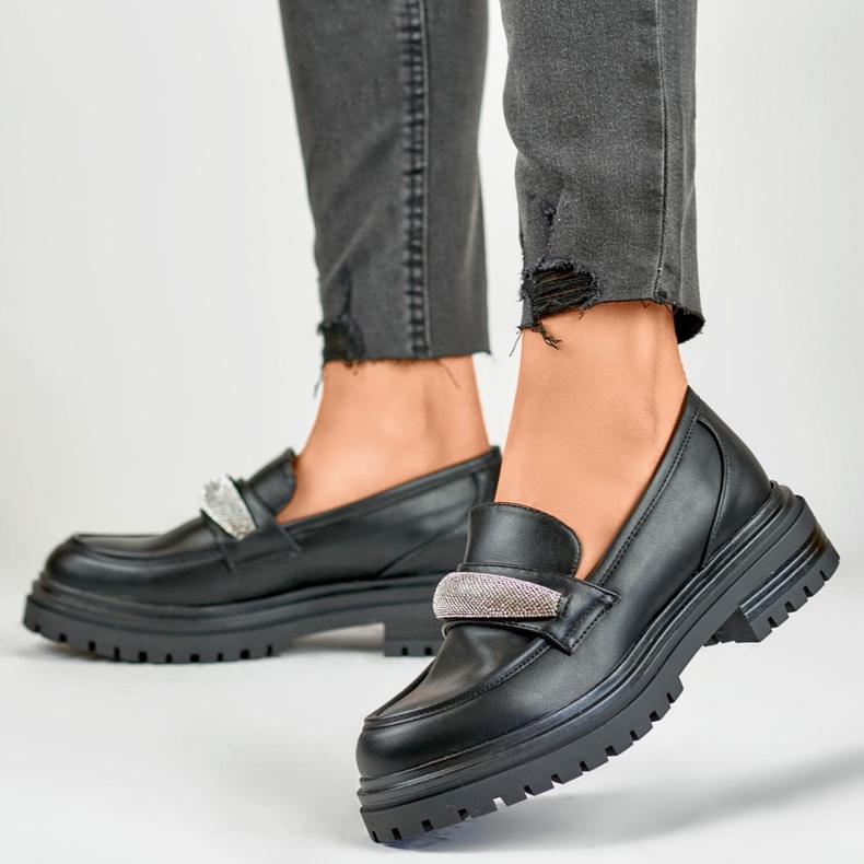 Francesine nere con zirconi nero 1