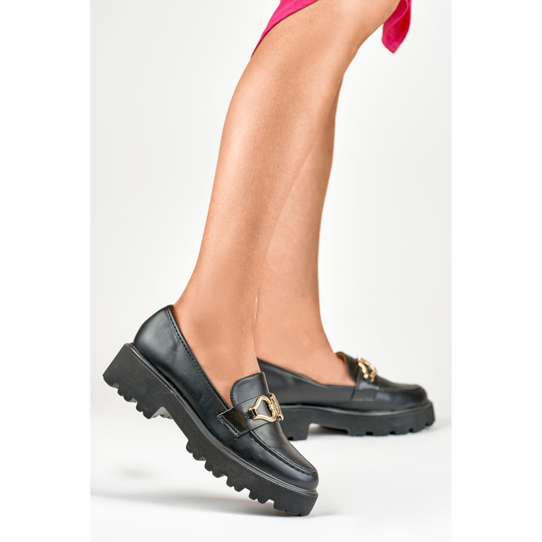 Mocassini da donna in ecopelle nera nero 1