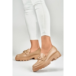 Mocassini da donna in ecopelle beige scuro 1