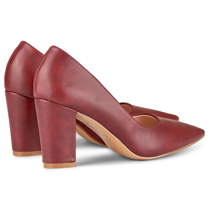 Décolleté bordeaux su un comodo tacco rosso 1