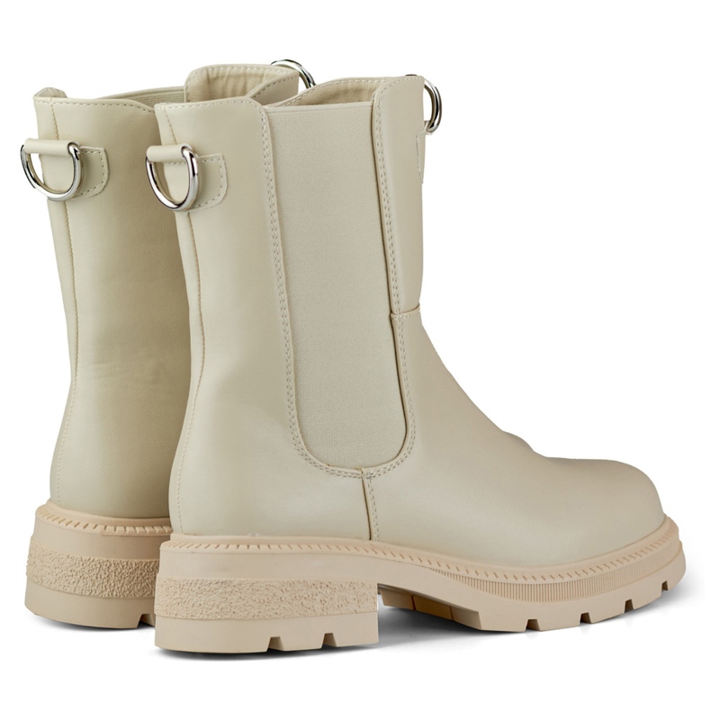 Classici stivali da donna beige sulla piattaforma 1
