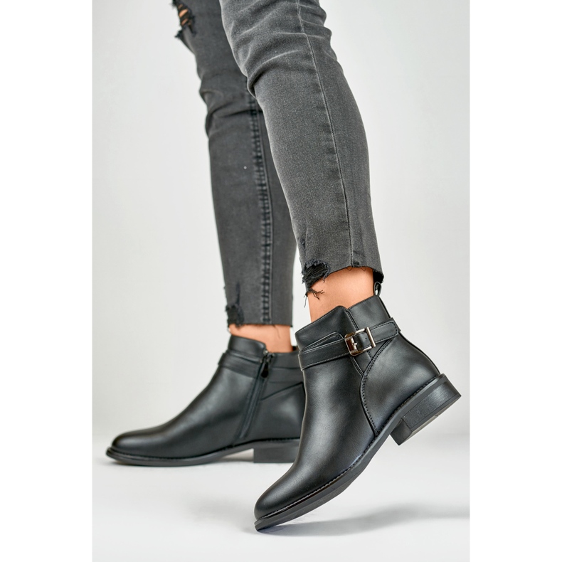 Stivali da donna eleganti neri con suola piatta nero 2