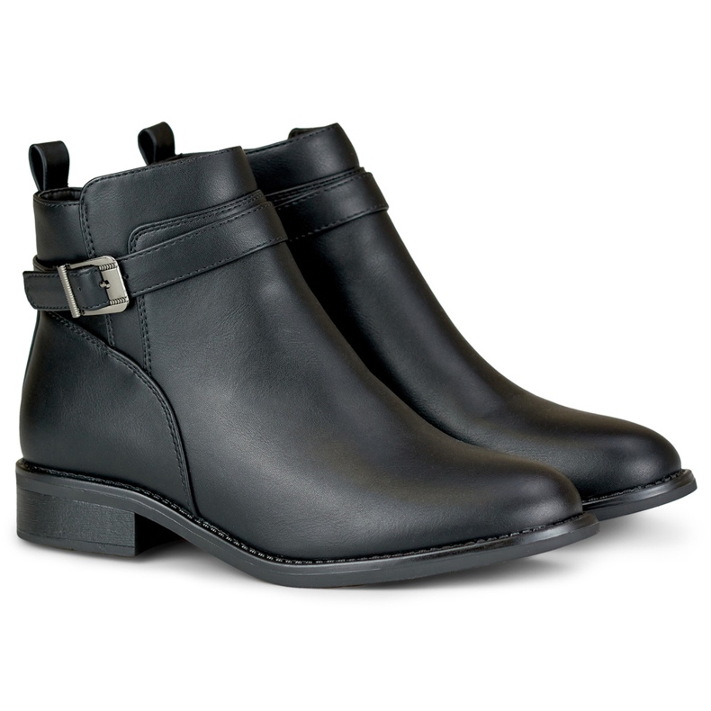 Stivali da donna eleganti neri con suola piatta nero 1
