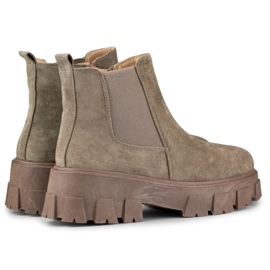 Stivali marroni da donna con suola spessa beige 1
