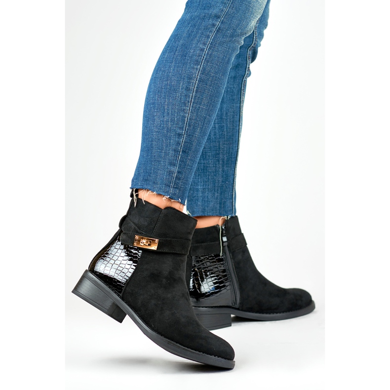 Eleganti stivali da donna con suola piatta nero 2