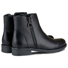 Stivali piatti da donna neri realizzati in ecopelle nero 1