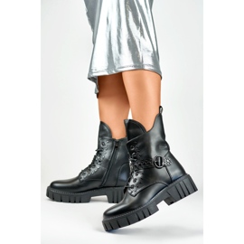 Stivali rock da donna con fibbia decorativa nero 1