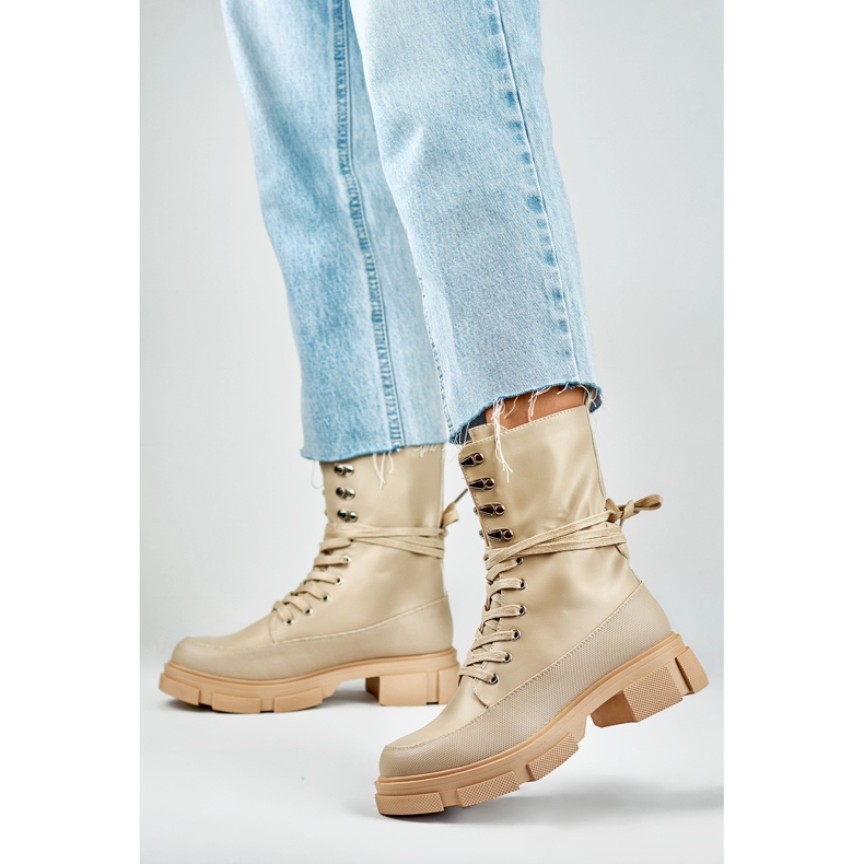 Stivali alti da donna Garlin beige 2