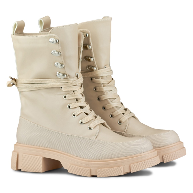 Stivali alti da donna Garlin beige 1