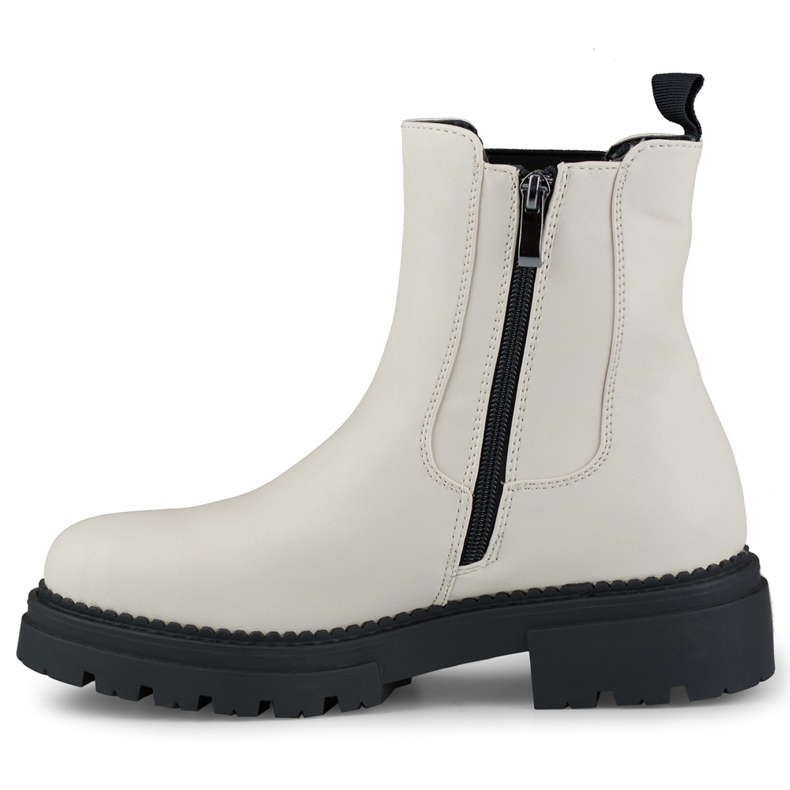 Stivaletti Chelsea beige chiaro da donna con suola spessa 1