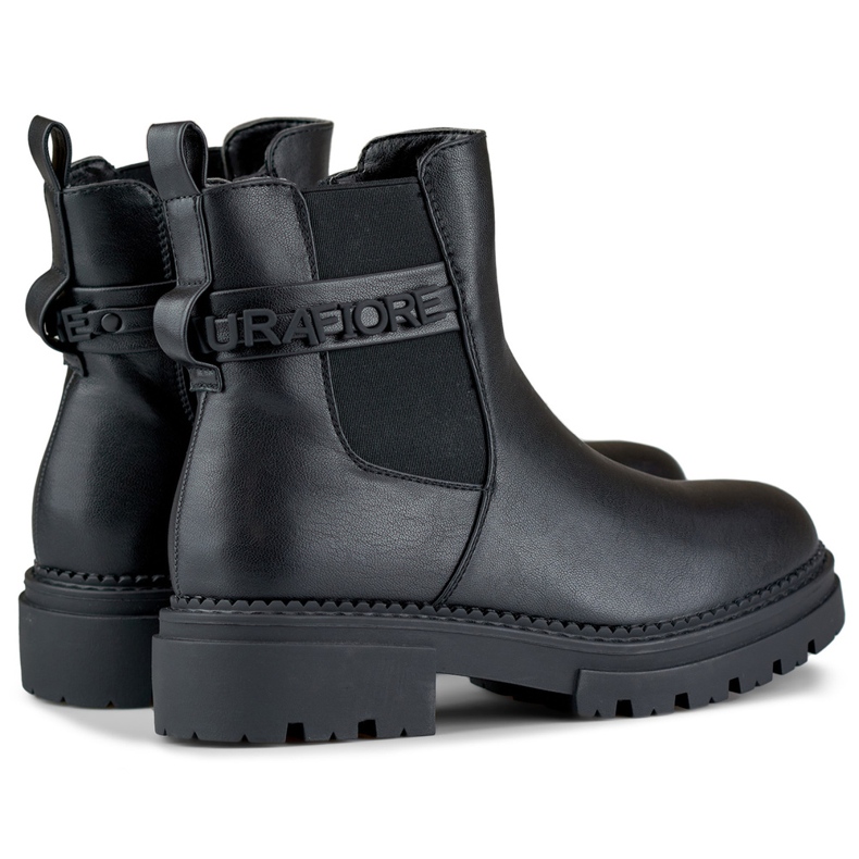 Stivali neri da donna realizzati in ecopelle con scritta decorativa nero 1