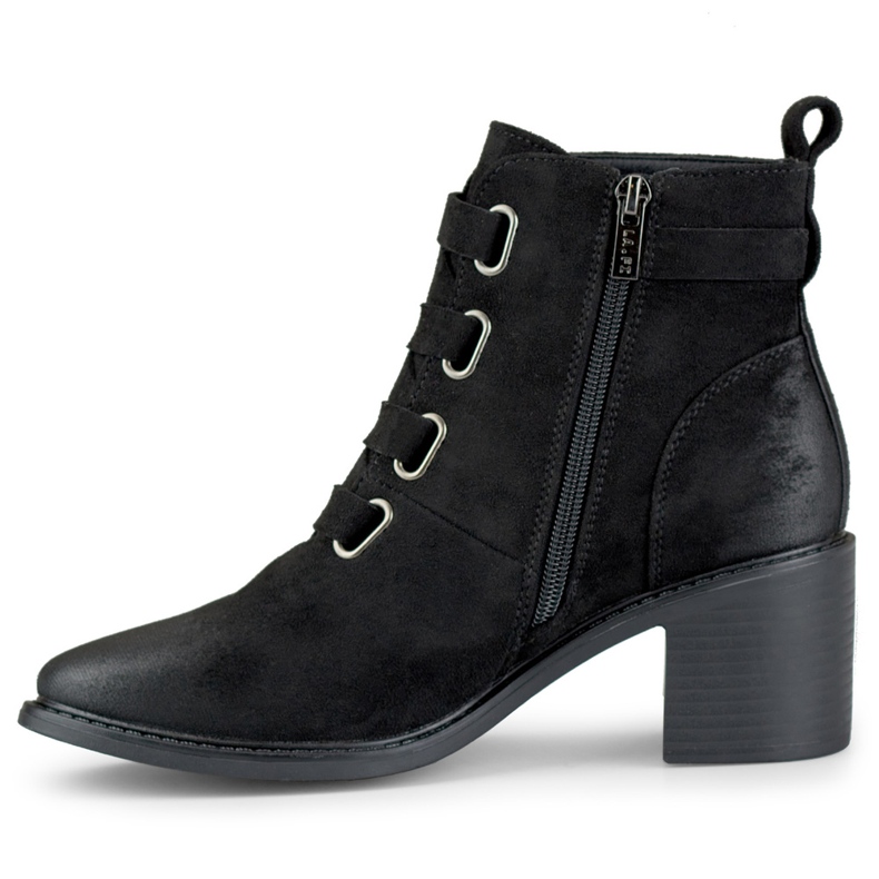Stivali con tacco basso da donna in camoscio nero di Salin 1