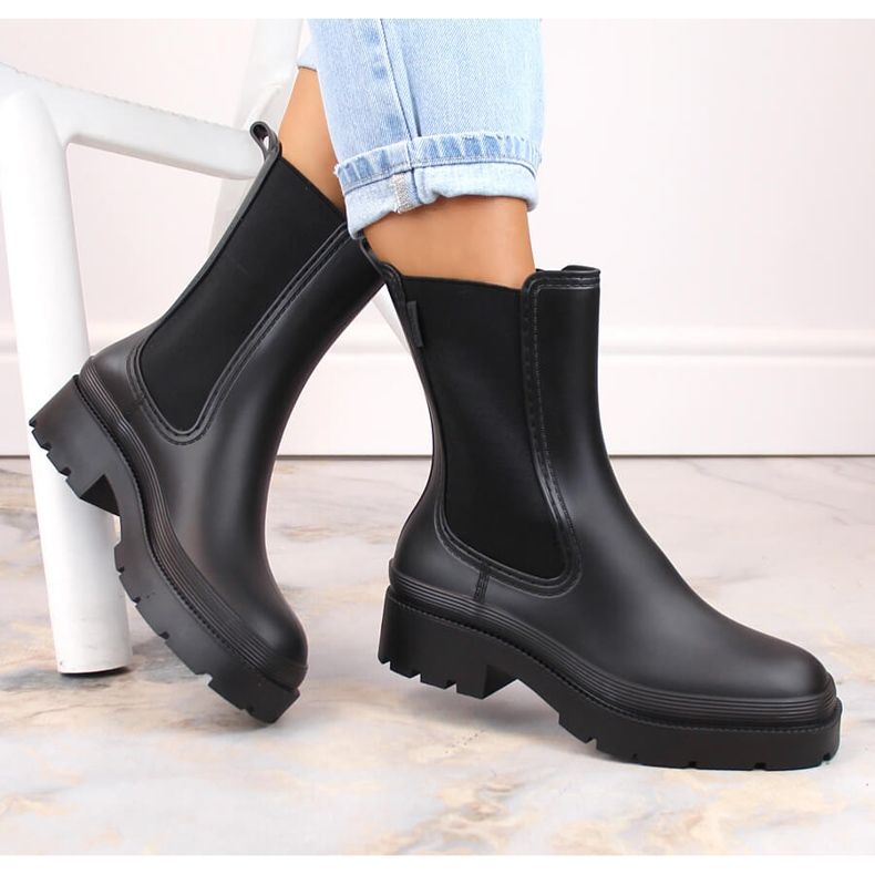Stivaletti Chelsea da donna, stivali di gomma neri, Big Star MM274695 nero 2
