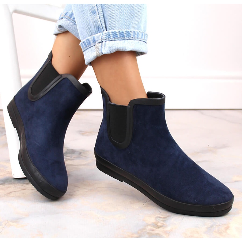 Stivali da pioggia stivali slip-on impermeabili Stivali Jodhpur blu navy Potocki RB36063 1