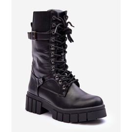 Stivali Alti in Pelle da Donna Workers Nero Madit 1