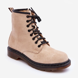 Stivali da lavoro con tacco piatto in pelle scamosciata Asteoris Beige 1