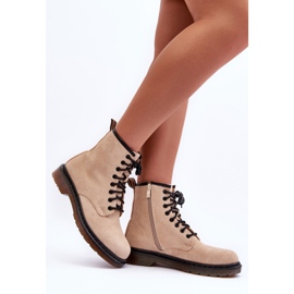Stivali da lavoro con tacco piatto in pelle scamosciata Asteoris Beige 2