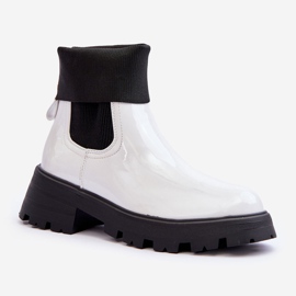 Stivali Jodhpur laccati da donna bianchi Pavo bianco 1