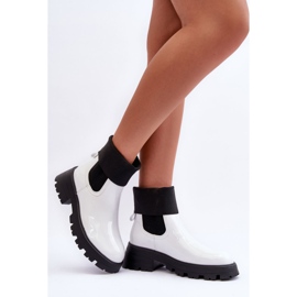 Stivali Jodhpur laccati da donna bianchi Pavo bianco 2