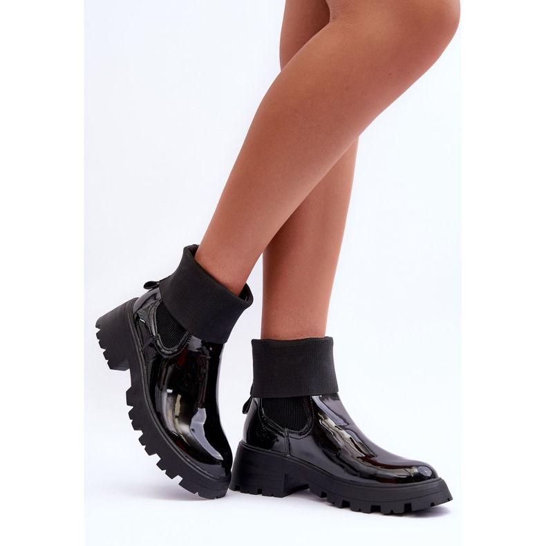 Stivali Jodhpur laccati da donna neri Pavo nero 2