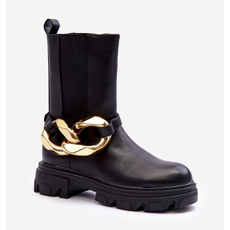PG1 Stivali in pelle alla moda Stivali Jodhpur con catena nera Kambiz nero 1