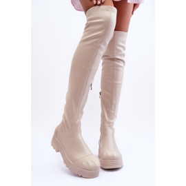 FB3 Stivali alti con cerniera Dudesa beige 1